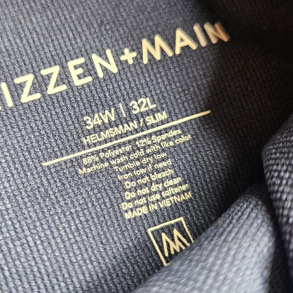 Mizzen + Main Men's Helsman Slim Pants Navy Blue 34x32 - Picture 7 of 9